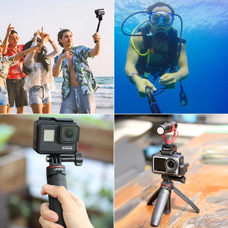 MT-09 Extend Gopro Vlog Tripod Mini Portable Tripod for Gopro Hero 12 11 10 9 8 7 6 Black Session Osmo Action Insta360 X3