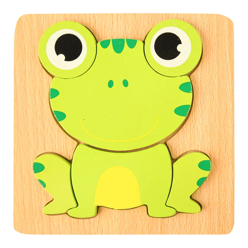 High Quality 3D Wooden Puzzles Educational Cartoon Animals Early Learning Cognition Intelligence 