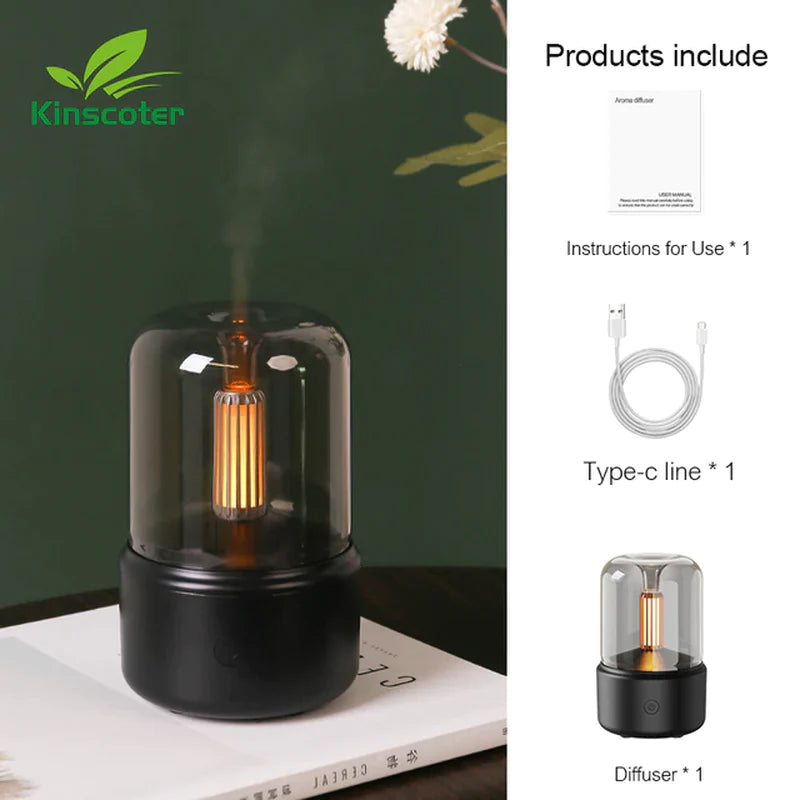 KINSCOTER Portable Mini Aroma Diffuser USB Air Humidifier Essential Oil Night Light Cold Mist Maker