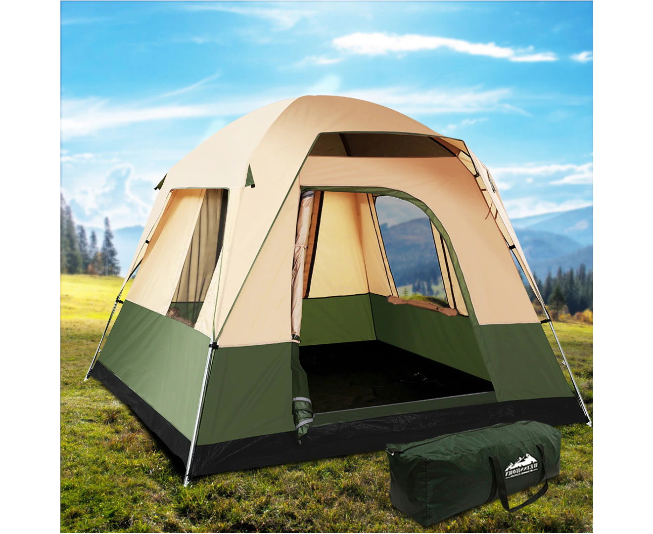 Family Camping Tent 4 Person Hiking Beach Tents Canvas