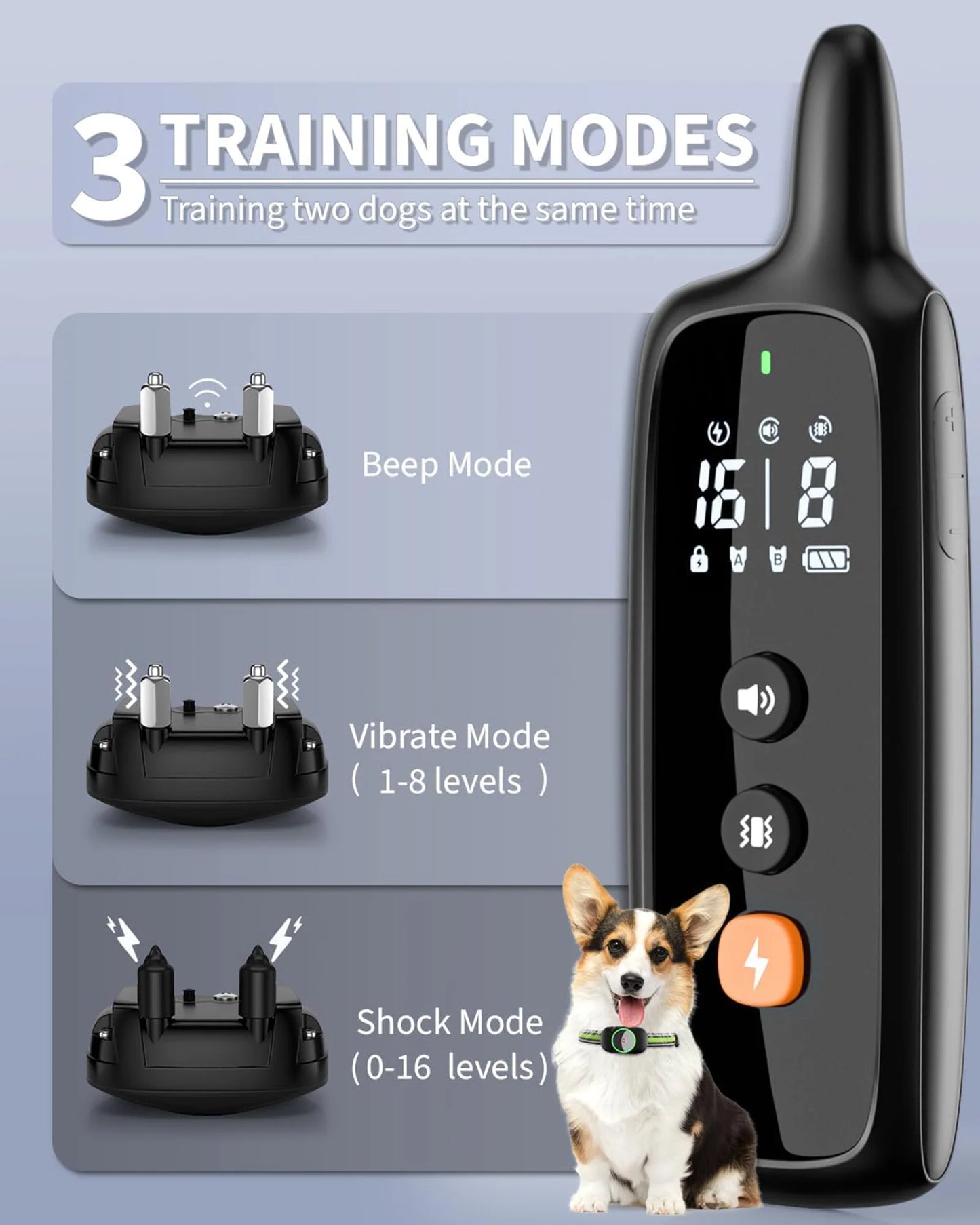 Dog Shock Collar for 2 Dogs - Ecollar with Remote for Large, Medium, or Small Dogs, Cover 3300 Ft