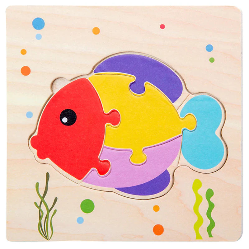 High Quality 3D Wooden Puzzles Educational Cartoon Animals Early Learning Cognition Intelligence 