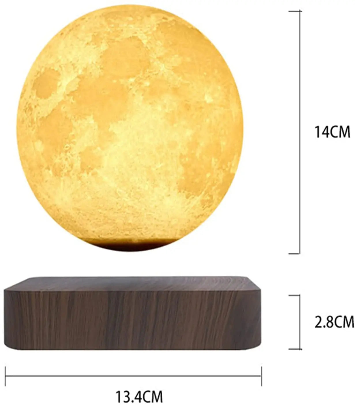 ZK30 Levitating Moon Lamp Night Light Floating 3D Printing LED Moon Lamp with Wooden Base and Magnetic with 3 Colors