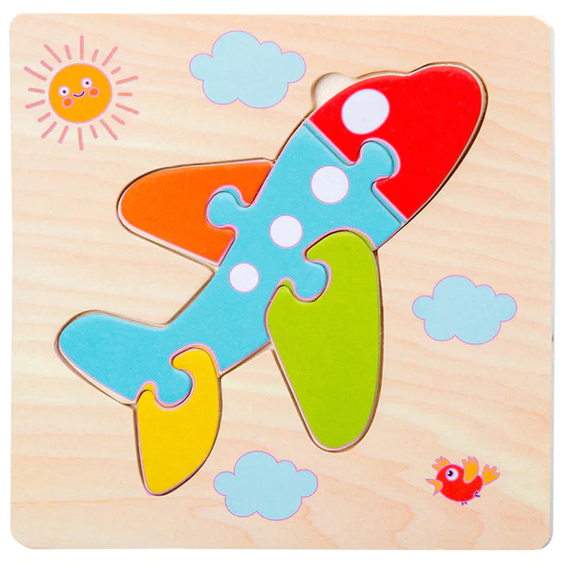 High Quality 3D Wooden Puzzles Educational Cartoon Animals Early Learning Cognition Intelligence 