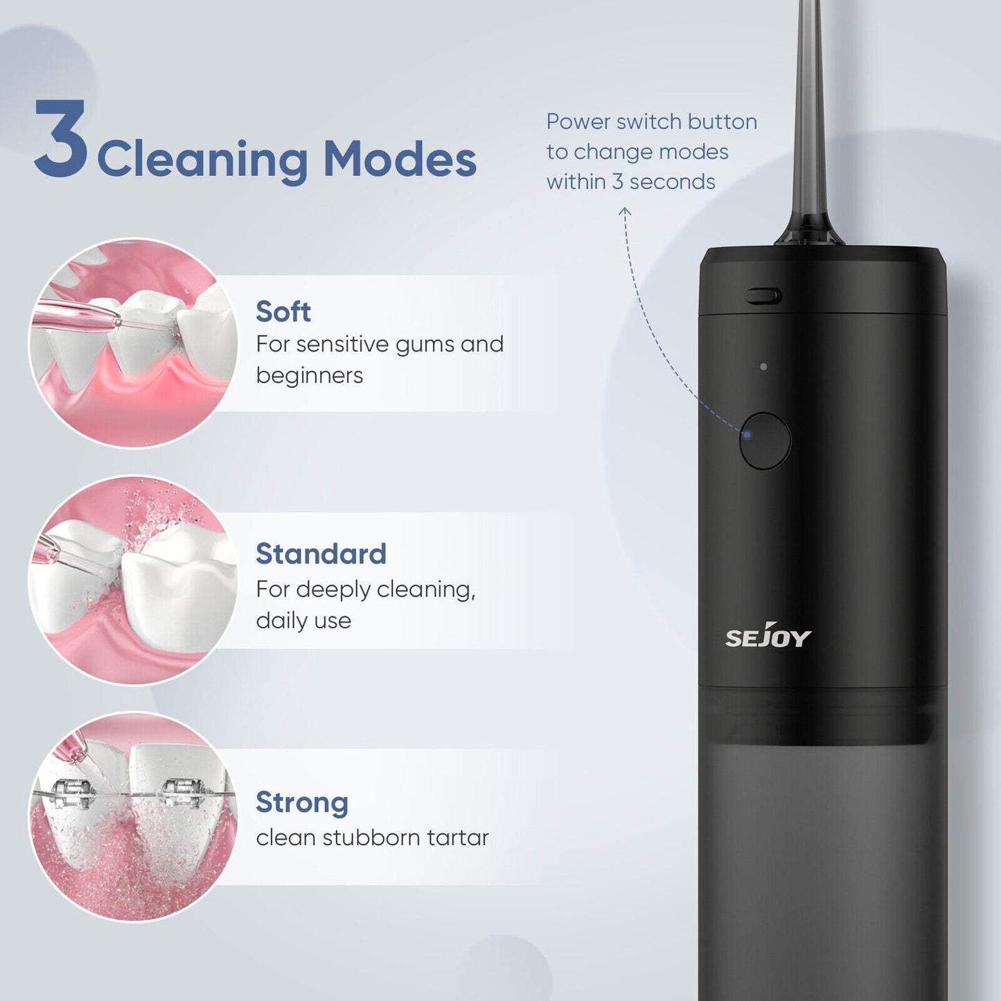 SEJOY Water Flosser Dental Oral Irrigator Portable Rechargeable Teeth Cleaner