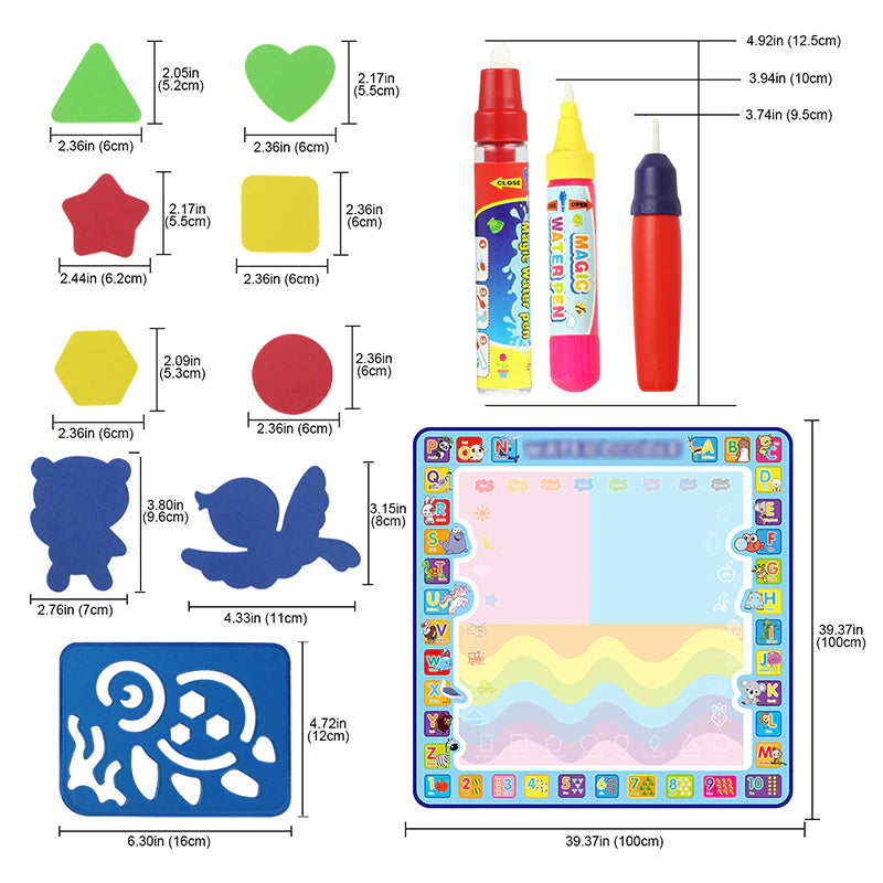 Magic Water Drawing Mat Coloring Doodle Mat with Magic Pens Montessori Toys Painting Board Educational Toys for Kids