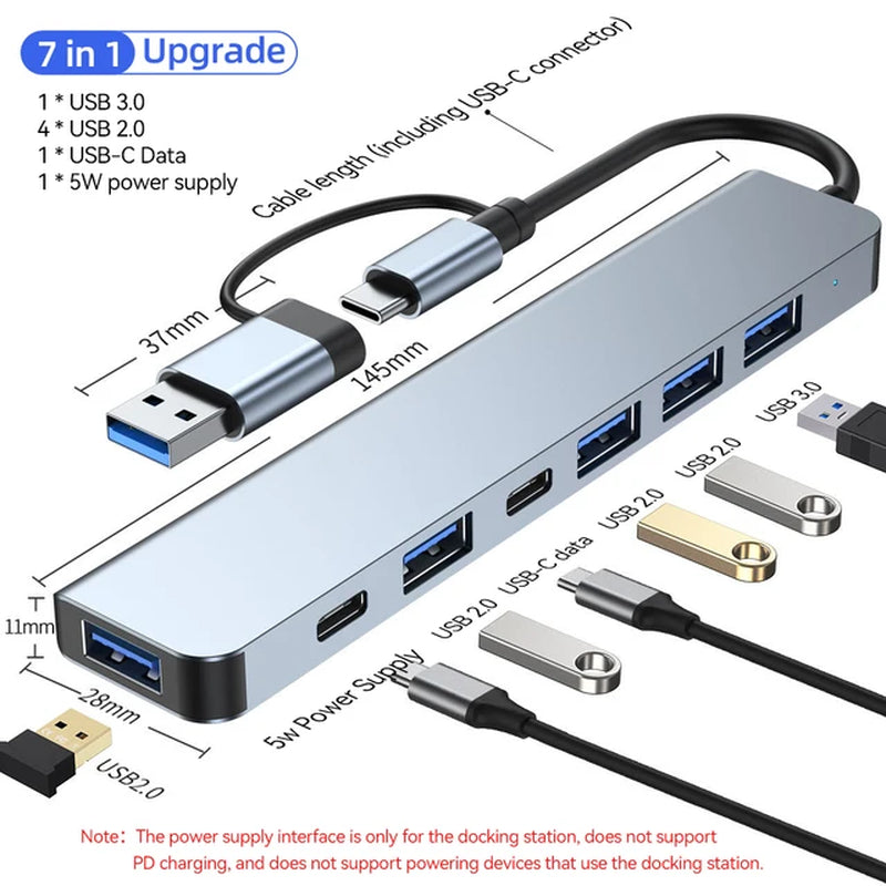 USB C HUB with 4K HDMI 100W PD USB C Port USB 3.0 RJ45 Ethernet SD/TF Card Reader Docking Station 4/5/6/8 Ports USB C Adapter