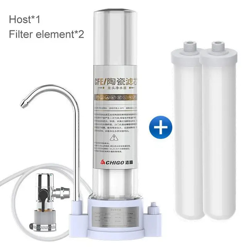 80L/H Household Straight Drink Water Purifier Tap Water Filter for Kitchen Front Faucet Drinking Filtro Washable Ceramic Filter