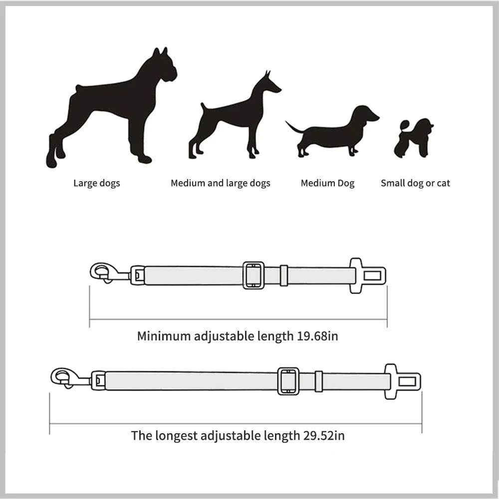 Adjustable Pet Cat Dog Car Seat Belt Pet Seat Vehicle Dog Harness Lead Clip Safety Lever Traction 