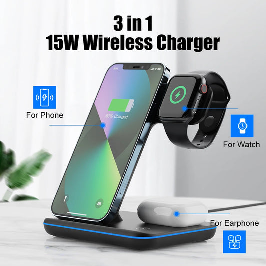 3 in 1Wireless Charger for Apple 14 13 12 Pro Max Mini Airpods Pro Iwatch Applewatch 8 7 SE 2 Stand