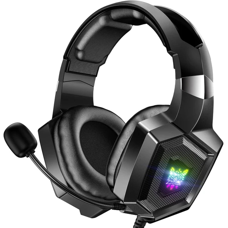 K8 Gaming Headphones with Flexible HD Mic RGB Light Surround Sound Over-Ear Wired Headset Gamer