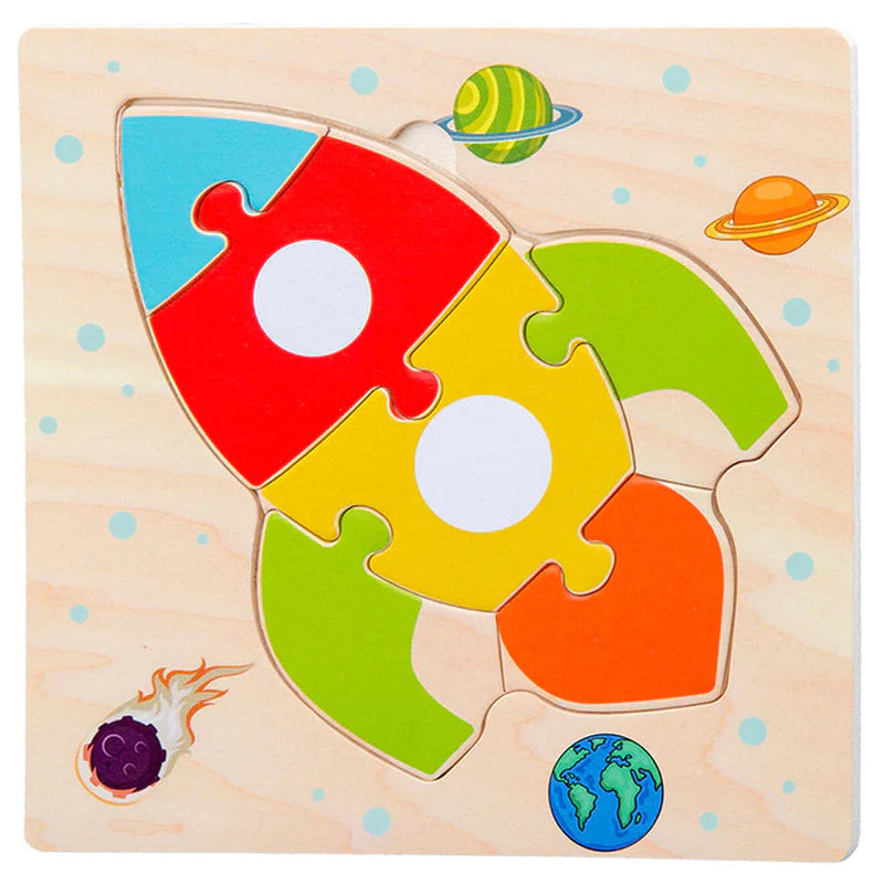 High Quality 3D Wooden Puzzles Educational Cartoon Animals Early Learning Cognition Intelligence 