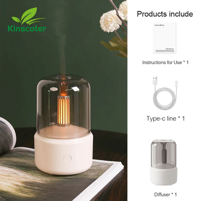 KINSCOTER Portable Mini Aroma Diffuser USB Air Humidifier Essential Oil Night Light Cold Mist Maker