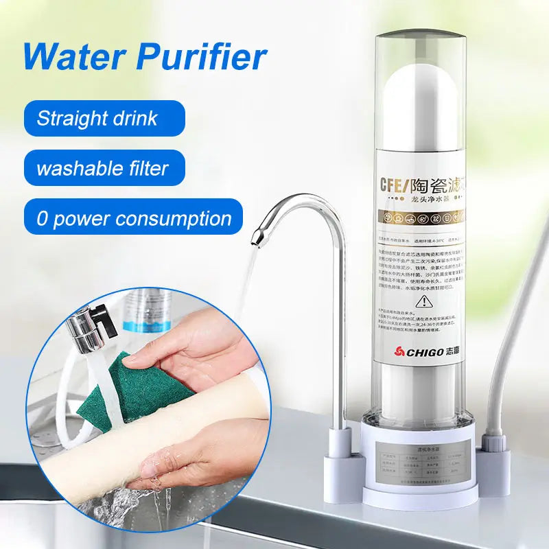 80L/H Household Straight Drink Water Purifier Tap Water Filter for Kitchen Front Faucet Drinking Filtro Washable Ceramic Filter