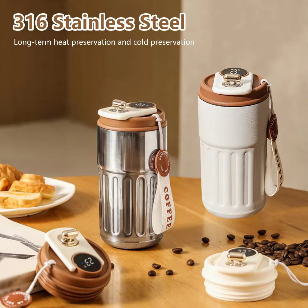 Smart Thermos Bottle LED Temperature Display Coffee Cup Stainless Steel Tumbler Mug Portable