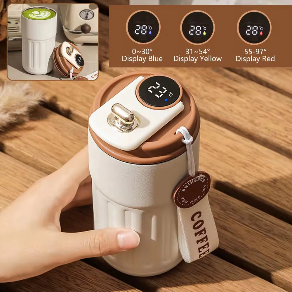 Smart Thermos Bottle LED Temperature Display Coffee Cup Stainless Steel Tumbler Mug Portable