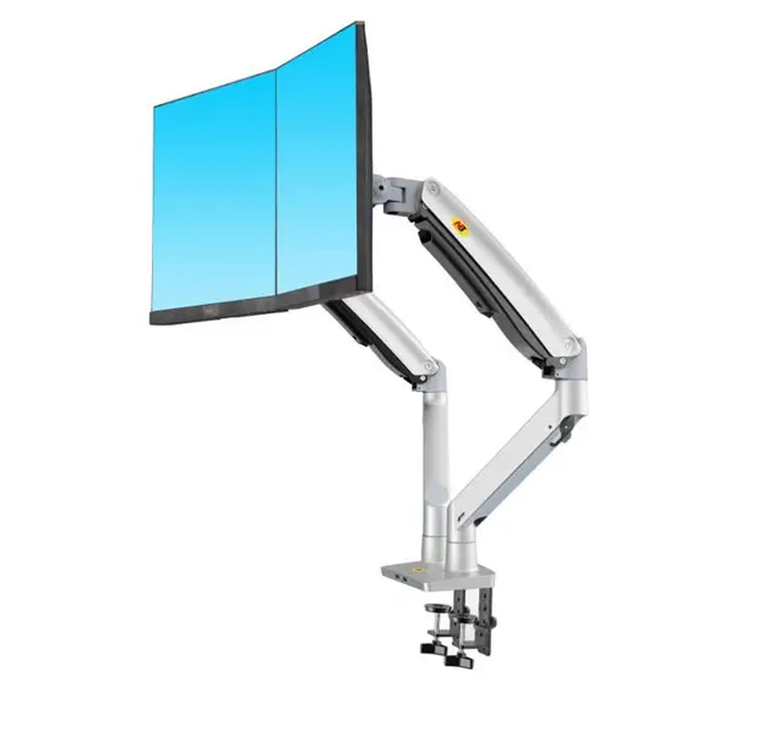 NB F195A Aluminum 22-32 Inch Dual LCD LED Monitor Mount Gas Spring Arm Monitor Holder Load 3-12Kgs