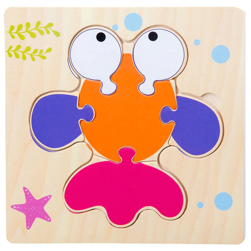 High Quality 3D Wooden Puzzles Educational Cartoon Animals Early Learning Cognition Intelligence 