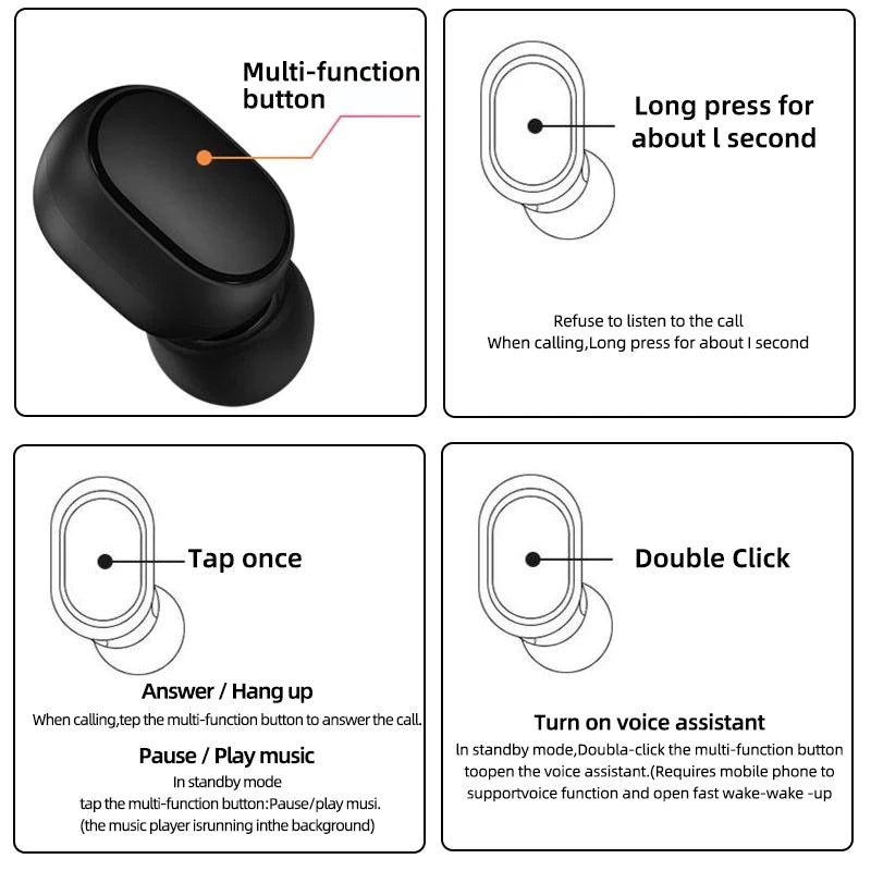 New Xiaomi  Airdots 2 Wireless Bluetooth Headset with Mic Earbuds Airdots 2 Fone Bluetooth Earphones Wireless Headphones