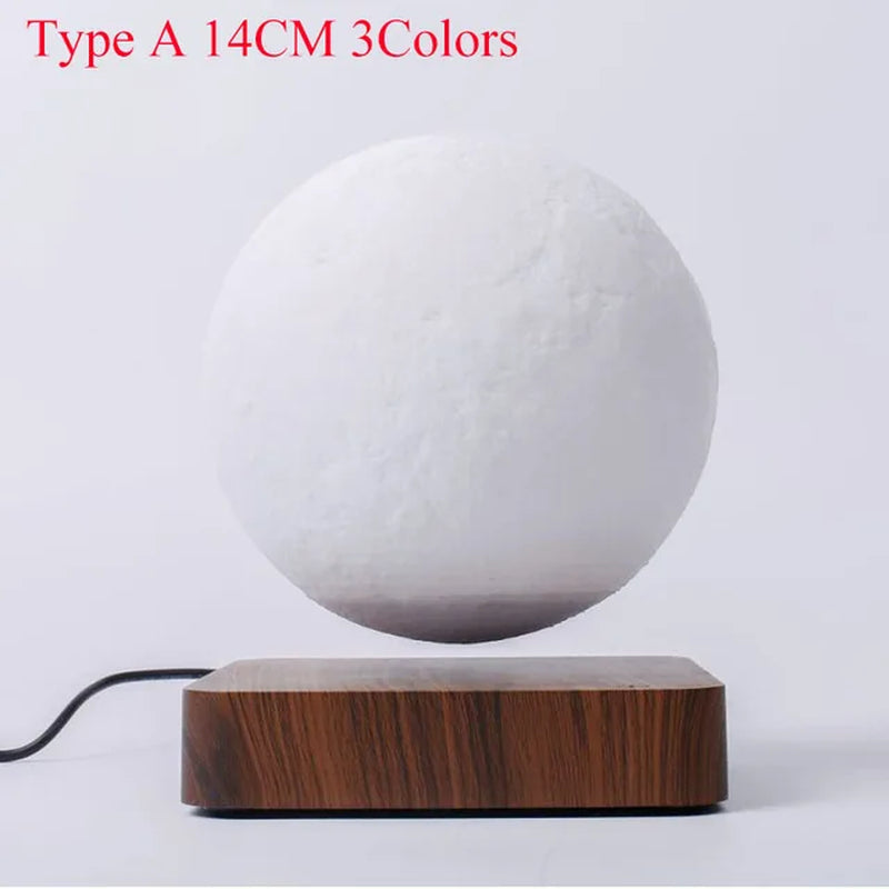 ZK30 Levitating Moon Lamp Night Light Floating 3D Printing LED Moon Lamp with Wooden Base and Magnetic with 3 Colors