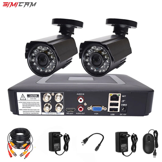 Video Surveillance System CCTV Security Camera Video Recorder 4CH DVR AHD Outdoor Kit Camera 720P 1080P HD Night Vision 2Mp Set