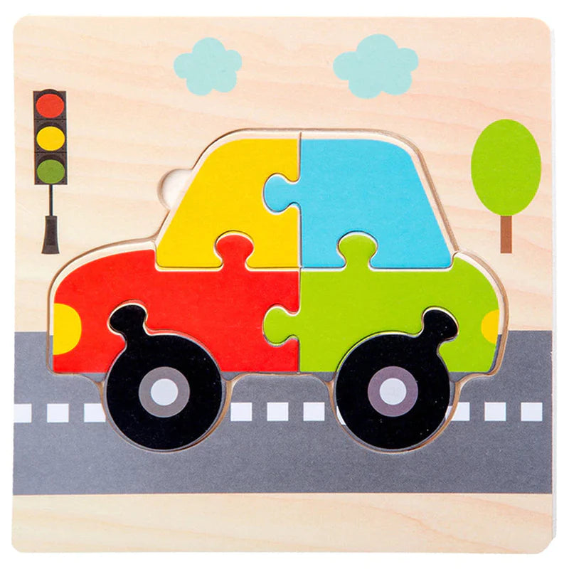 High Quality 3D Wooden Puzzles Educational Cartoon Animals Early Learning Cognition Intelligence 