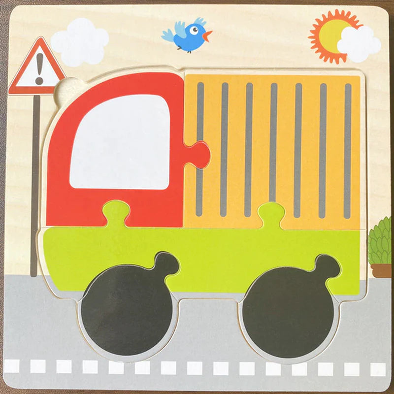 High Quality 3D Wooden Puzzles Educational Cartoon Animals Early Learning Cognition Intelligence 