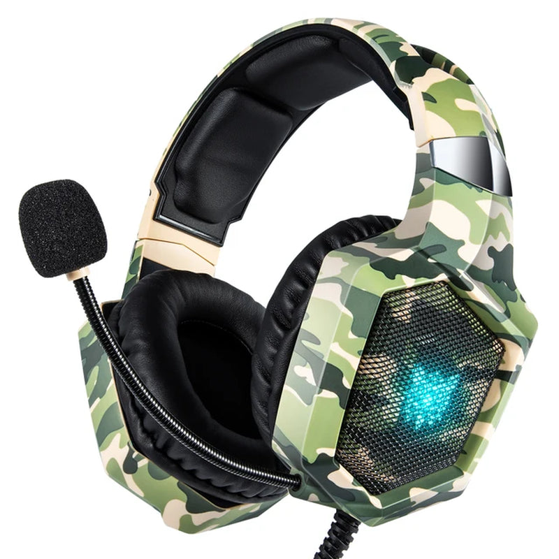 K8 Gaming Headphones with Flexible HD Mic RGB Light Surround Sound Over-Ear Wired Headset Gamer